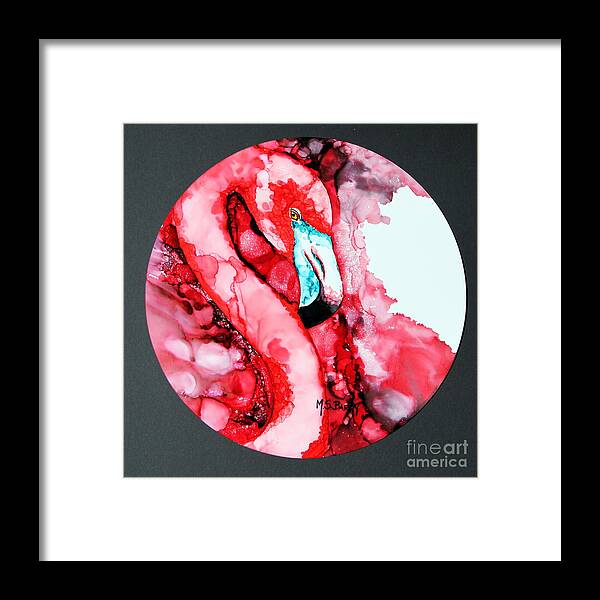 Flamingo Framed Print featuring the painting Flaming Flamingo by Maria Barry