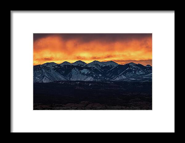  Framed Print featuring the photograph Flaming La Sal Sunrise by Kelly VanDellen