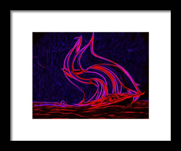 3d Art Framed Print featuring the digital art Flaming Sail by Ronald Mills