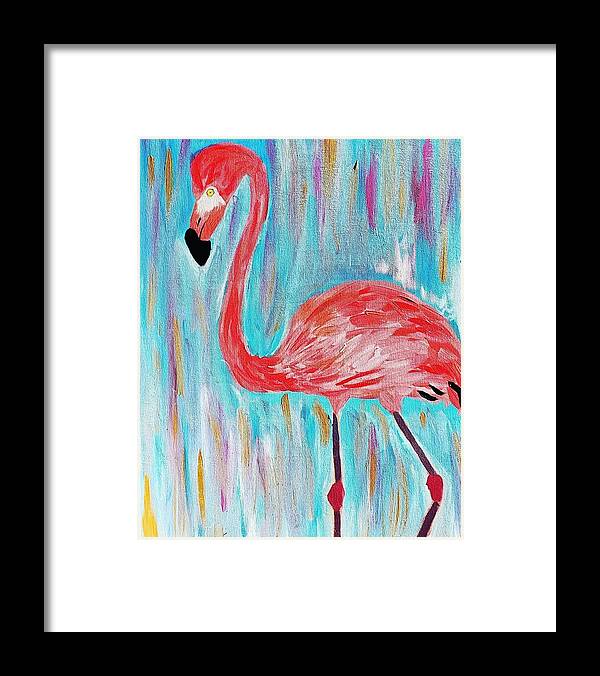 Bird Framed Print featuring the painting Flamingo by Amy Kuenzie