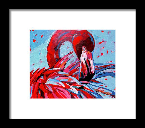Flamingo Framed Print featuring the painting Lady in Red by Kelly Smith
