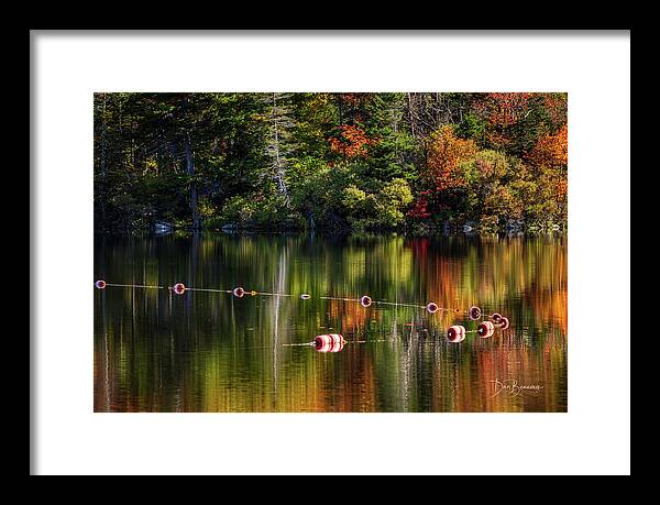 New England Framed Print featuring the photograph Floats on Autumn Lake #5978 by Dan Beauvais