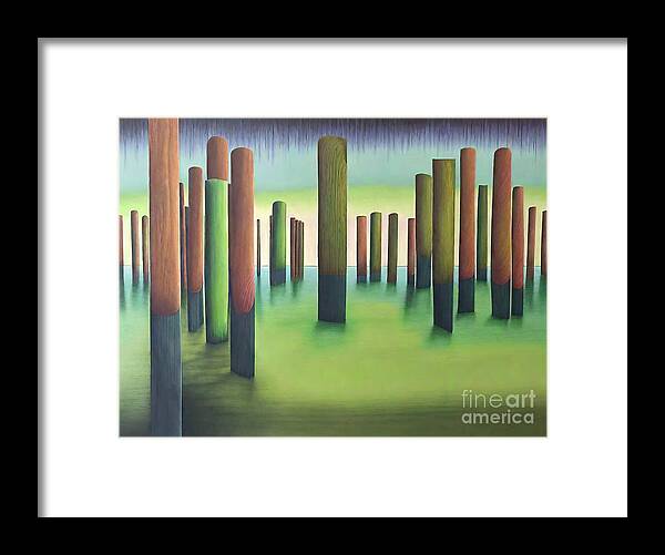Swamp Framed Print featuring the painting Flood Painting swamp inundation chair design nature by N Akkash