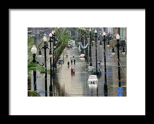 Canal Street Framed Print featuring the photograph Flooded New Orleans after Hurricane by Rick Wilking