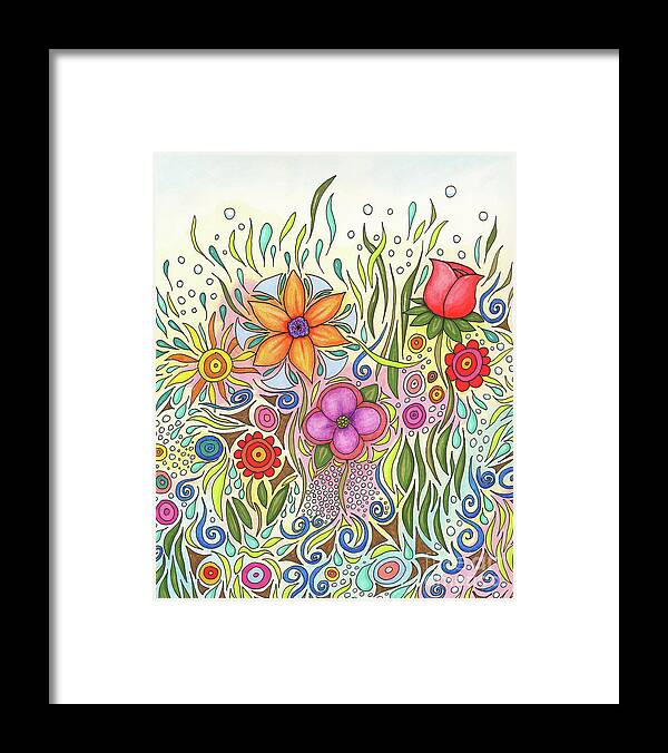 Flower Framed Print featuring the painting Floral Art Creation Flower 12 by Lucie Dumas