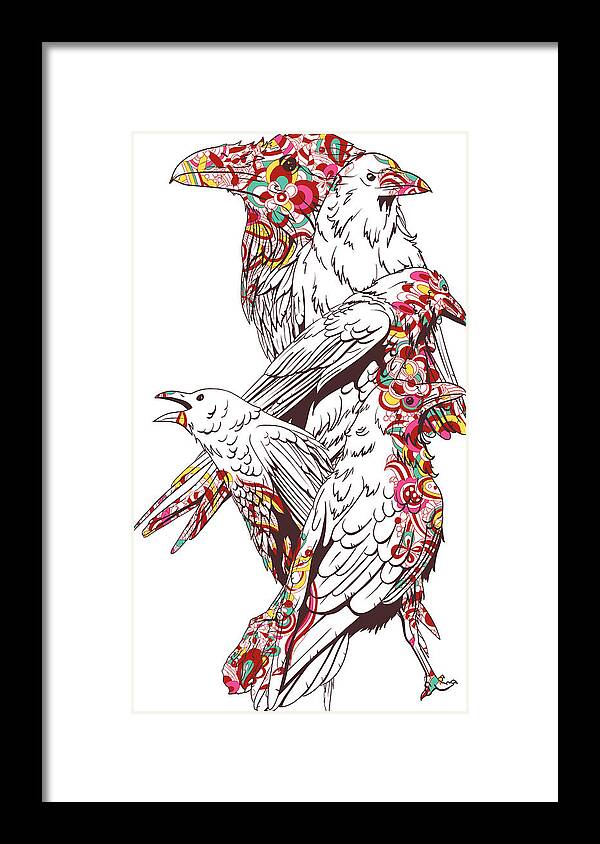 Colorful Framed Print featuring the digital art Floral Bird by Jacob Zelazny
