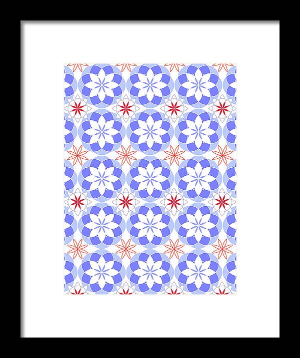Floral Pattern Framed Print featuring the digital art Floral Pattern - Surface Design Beach Theme by Patricia Awapara