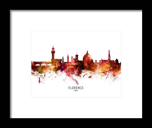 Florence Framed Print featuring the digital art Florence Italy Skyline #15 by Michael Tompsett