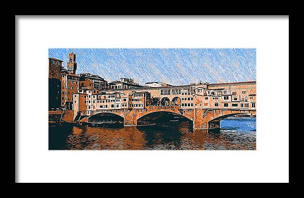 Ponte Framed Print featuring the painting Florence, Ponte Vecchio - 09 by AM FineArtPrints