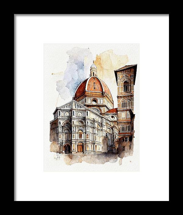 Florence Framed Print featuring the painting Florence Watercolor I by Naxart Studio