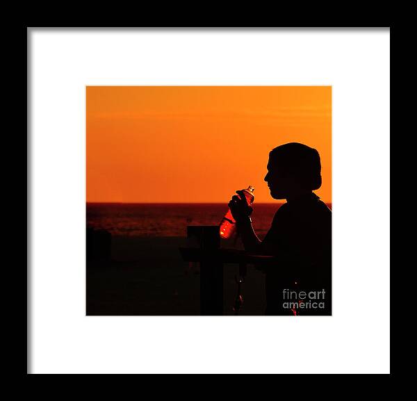 Sunset Framed Print featuring the digital art Florida Sunset by Alison Belsan Horton