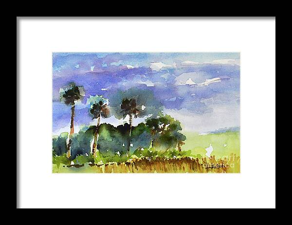 Original Watercolors Framed Print featuring the painting Florida wetlands watercolor by Julianne Felton