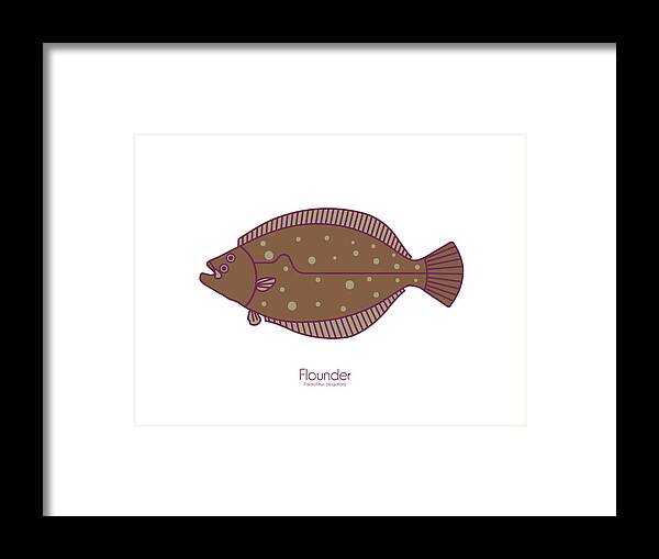 Flounder Framed Print featuring the digital art Flounder by Kevin Putman