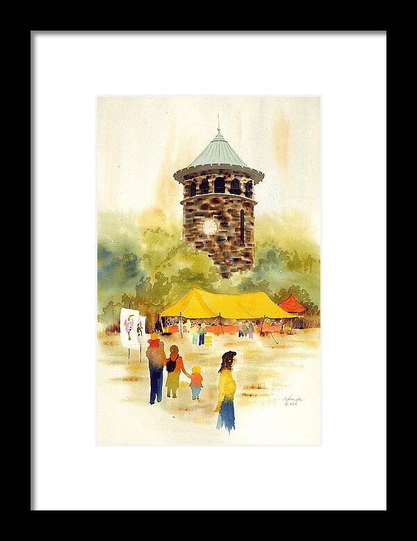 Landscape Framed Print featuring the painting Flower Market by William Renzulli