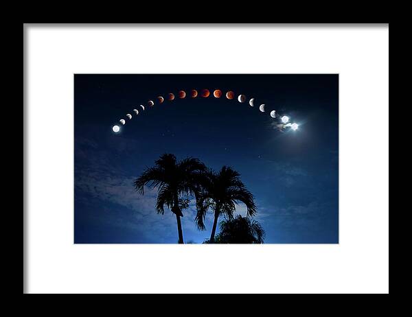 Moon Framed Print featuring the photograph Flower Moon Lunar Eclipse by Mark Andrew Thomas