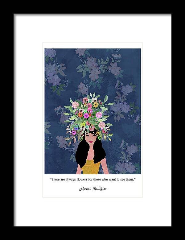 Collage Framed Print featuring the mixed media Flower Power by Claudia Schoen