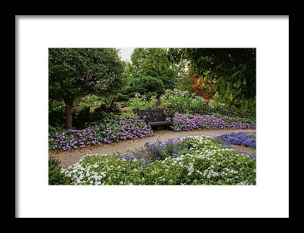 Boerner Botanical Gardens Framed Print featuring the photograph Flower Seating by Deb Beausoleil