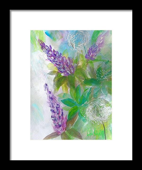 Lupine Framed Print featuring the painting Flowering Weeds and Lupine Painting by Lisa Kaiser