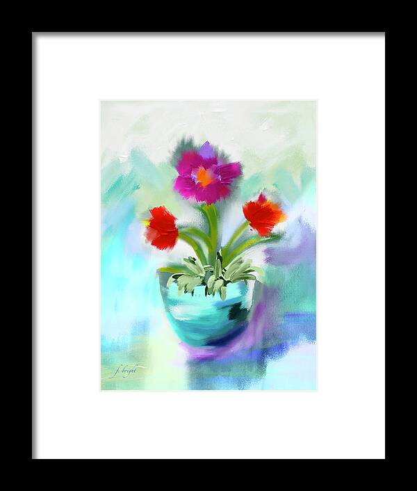 Ipad Painting Framed Print featuring the digital art Flowers Abstract 6 by Frank Bright