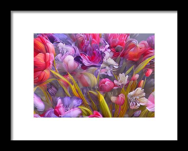 Digital Framed Print featuring the digital art Flowers by Beverly Read