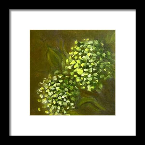 Hydrangea Framed Print featuring the painting Flowers from my Garden by Juliette Becker