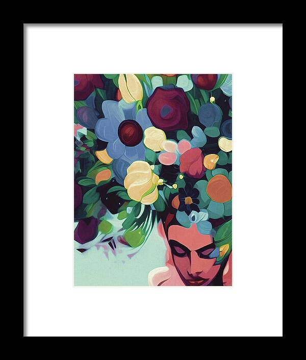  Framed Print featuring the digital art Flowers In Her Hair by Michelle Hoffmann