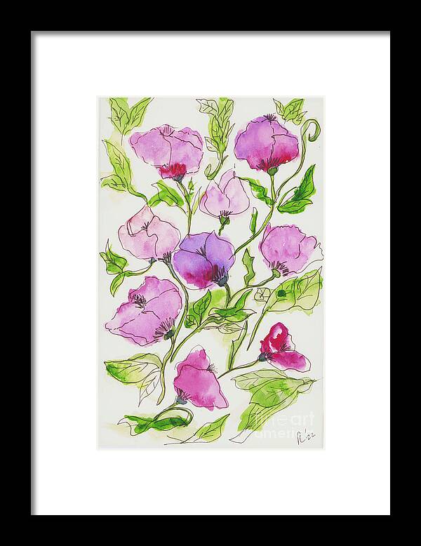 Water Framed Print featuring the painting Flowers by Loretta