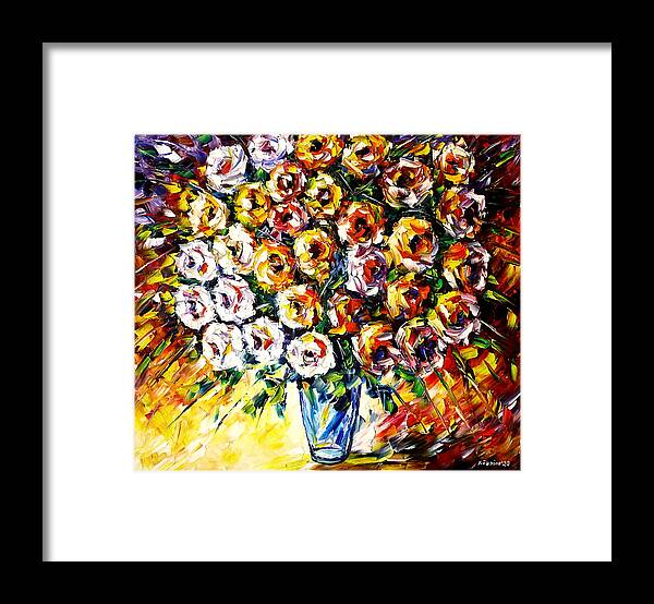 Bouquet Of Roses Framed Print featuring the painting Flowers Of Love by Mirek Kuzniar