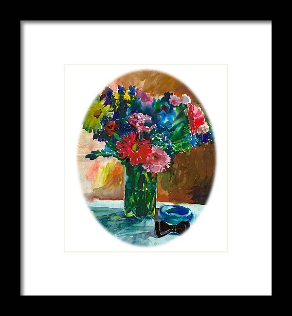 Framed Print featuring the painting Flowers White by Anna Lobovikov-Katz
