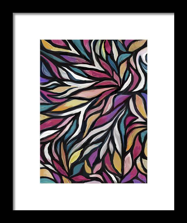Flowing Leaves Pattern Framed Print featuring the digital art Flowing Leaves by Jean Batzell Fitzgerald