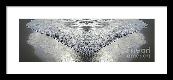 Sea Water Framed Print featuring the digital art Flowing sea water and sandy beach, movement meets symmetry by Adriana Mueller