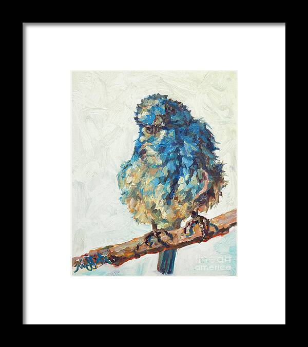 Blue Bird Framed Print featuring the painting Fluff by Patricia A Griffin
