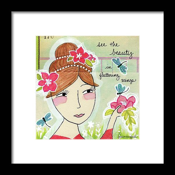 Mixed Media Framed Print featuring the mixed media Fluttering Wings by Julie Mogford