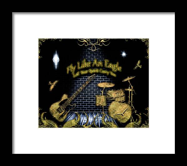 Rock Music Framed Print featuring the digital art Fly Like An Eagle by Michael Damiani