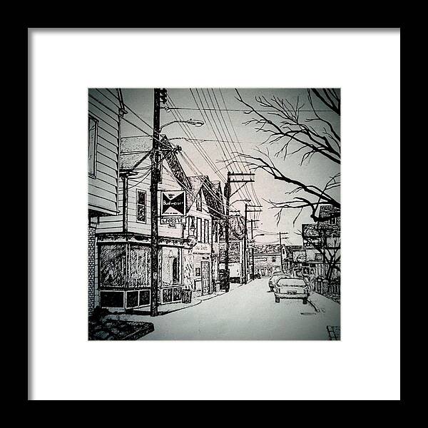 Ptown Framed Print featuring the painting Focsle, Downtown Ptown by James RODERICK