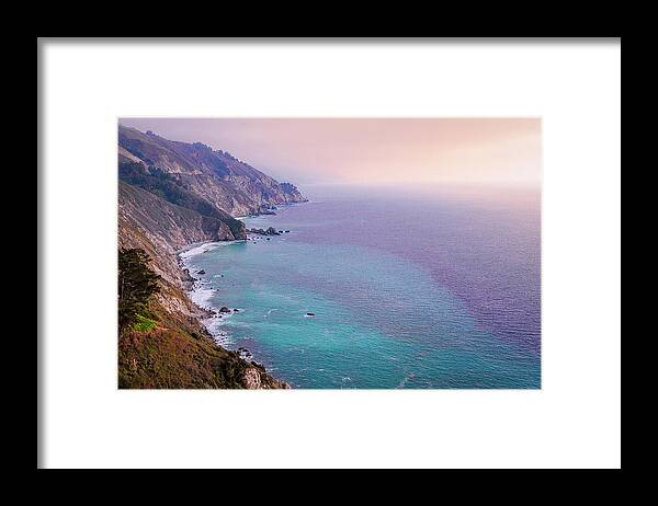 Beauty In Nature Framed Print featuring the photograph Fog Big Sur Carmel Monterey PCH 0743 by Amyn Nasser