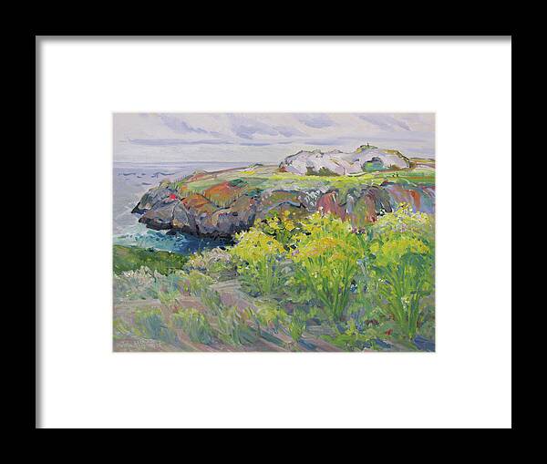 Fog Framed Print featuring the painting Foggy Day Duncan's Landing by John McCormick