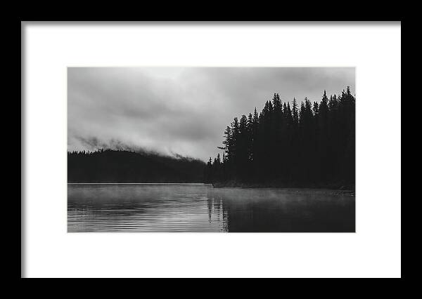 Foggy Forest Reflection Black And White Framed Print featuring the photograph Foggy Forest Reflection Black And White by Dan Sproul