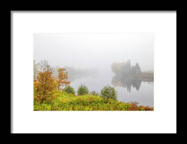 Connecticut River Framed Print featuring the photograph Foggy Morning and Fall Foliage at the Connecticut River by Juergen Roth