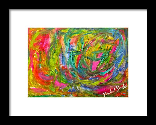 Abstract Framed Print featuring the painting Follow the Pink by Kendall Kessler