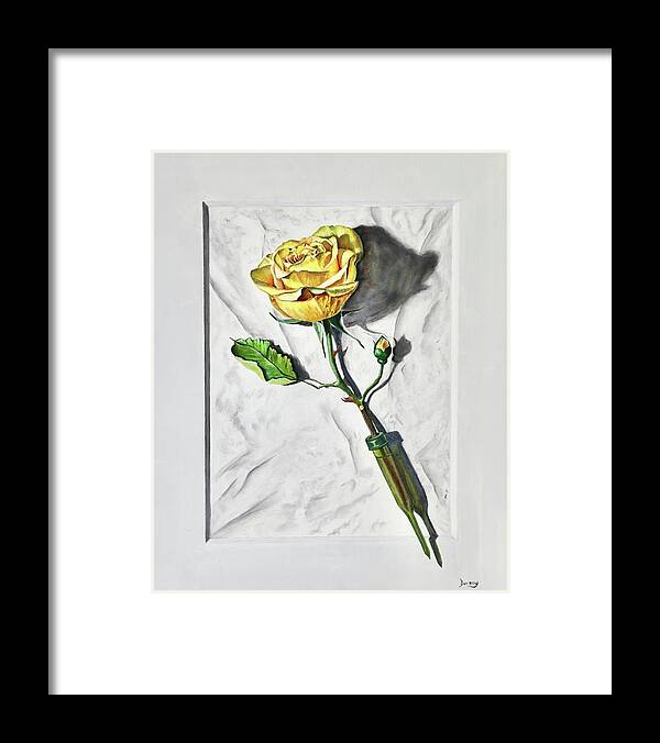  Yellow Rose Framed Print featuring the painting Follow the Shadows by Dorsey Northrup