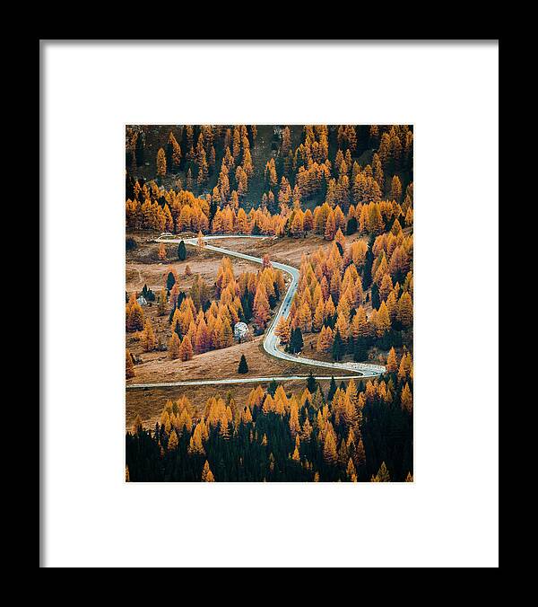 Pass Framed Print featuring the photograph Follow your path through the Dolomites in Italy. by Patrick Van Os