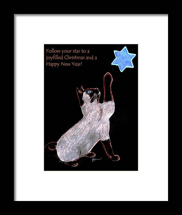 Siamese Framed Print featuring the drawing Follow Your Star by Angela Davies