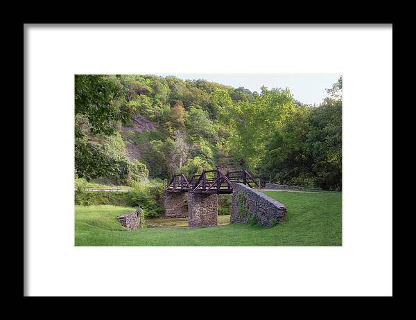 Shenandoah Canal Framed Print featuring the photograph Footbridge Across the Shenandoah Canal - Harpers Ferry by Susan Rissi Tregoning
