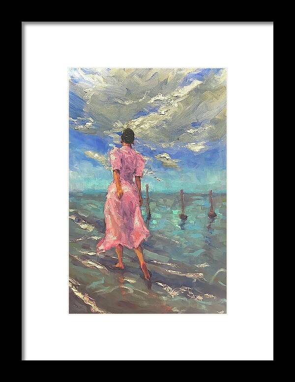 Female Framed Print featuring the painting Footprints by Ashlee Trcka