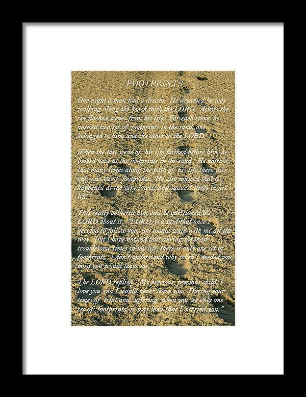 Footprints In The Sand Framed Print featuring the photograph Footprints In The Sand by Lens Art Photography By Larry Trager