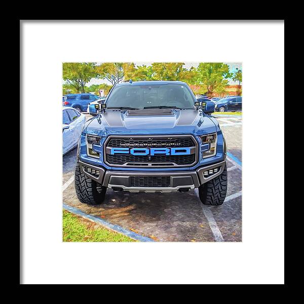 2019 Ford F-150 Blue Raptor Framed Print featuring the photograph 2019 Ford Blue F-150 Raptor X115 by Rich Franco