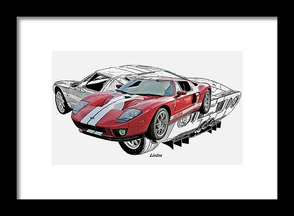 Ford Gt Framed Print featuring the digital art FORD GT cps by Larry Linton