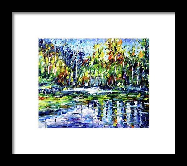 Spring Lovers Framed Print featuring the painting Forest Lake by Mirek Kuzniar