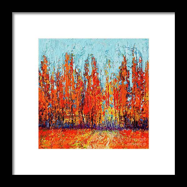 Redwood Forest Paintings In The Fall Framed Print featuring the painting Forest Painting in the Fall - Autumn Season by Patricia Awapara
